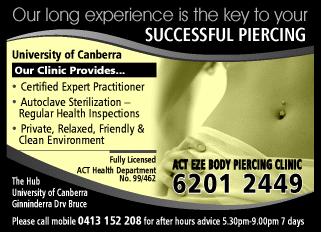 Yellow Pages Advertisment for Canberra Body Piercing